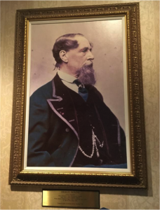Dickens's portrait at the Omni Parker House in Boston, where Dickens stayed during his second trip to Boston and where the symposium's Dickens Dinner was held.