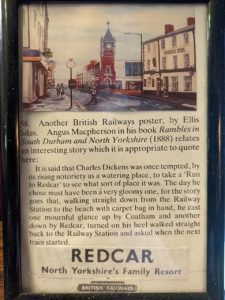 Poster declaring Dickens visited Redcar