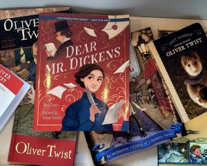 Photo of Dear Mr. Dickens with Oliver Twist books at The Charles Dickens Museum