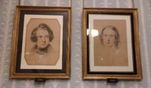Portraits of young Charles and Catherine Dickens hang in the morning room. These were created by Samuel Laurence while the couple lived at Doughty Street. 